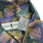 ROBERT STOCK 90年代 ヴィンテージ シルク100% 半袖シャツ L グリーン 総柄