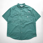 Columbia PFG 半袖 フィッシングシャツ XL グリーン メッシュ FT7130