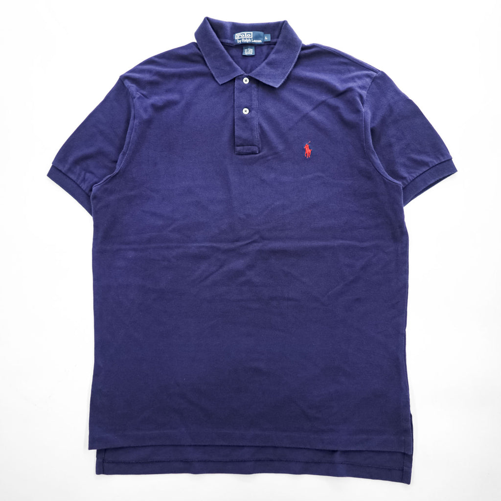 Polo Ralph Lauren ポロシャツ L ネイビー スモールポニー ロゴ 刺繍 コットン100% 鹿の子