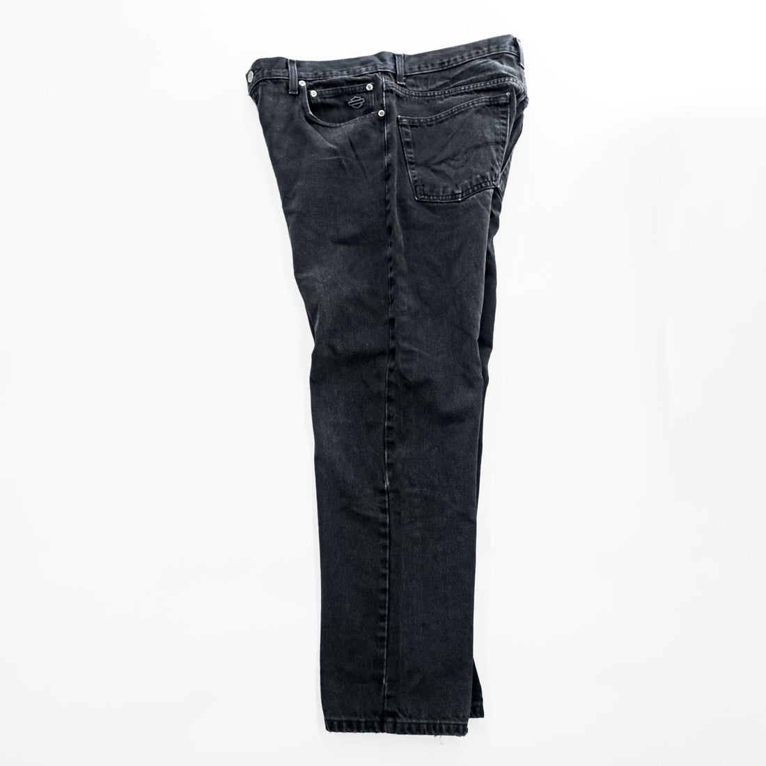 HARLEY DAVIDSON ブラック デニムパンツ ジーンズ L ジッパーフライ レザーパッチ