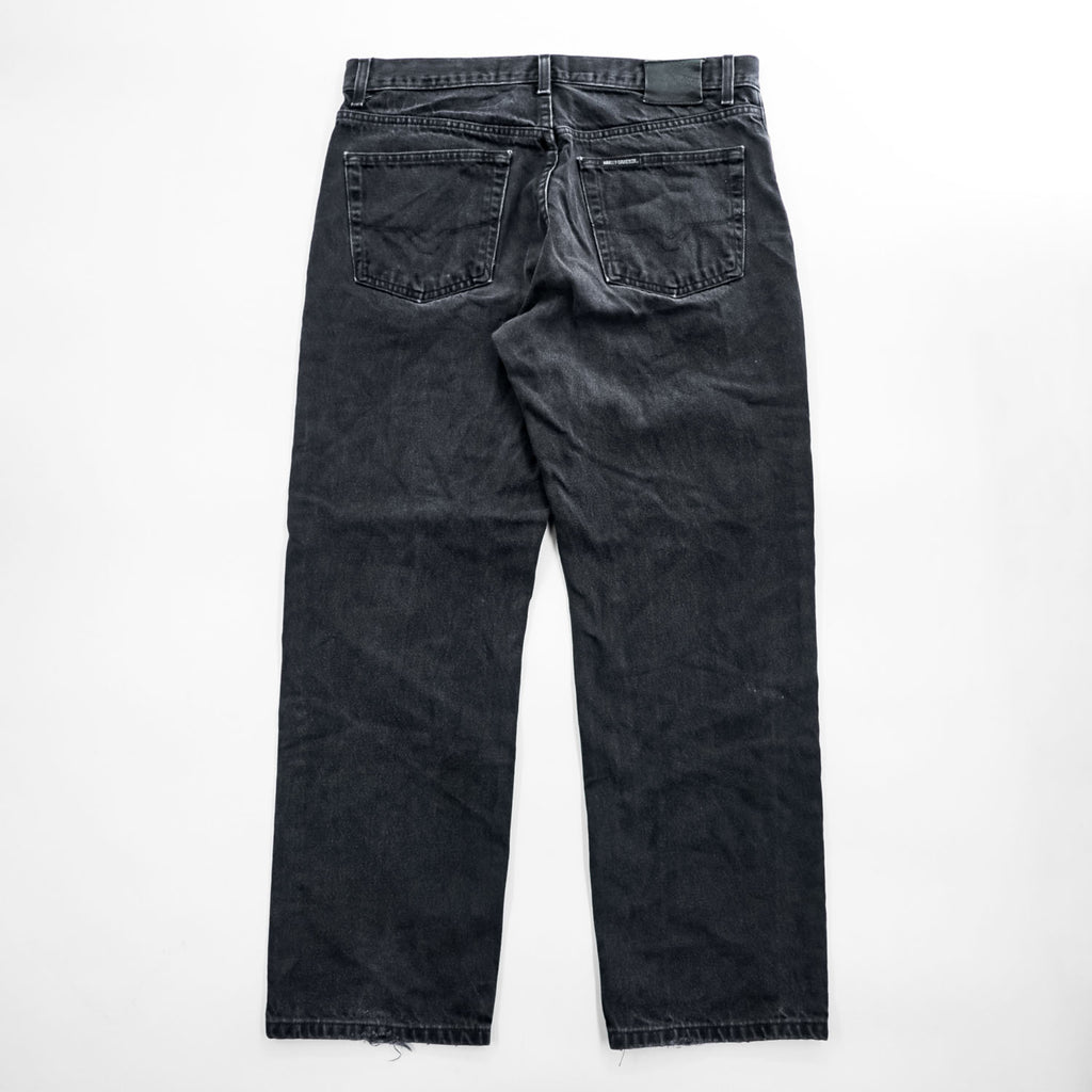 HARLEY DAVIDSON ブラック デニムパンツ ジーンズ L ジッパーフライ レザーパッチ