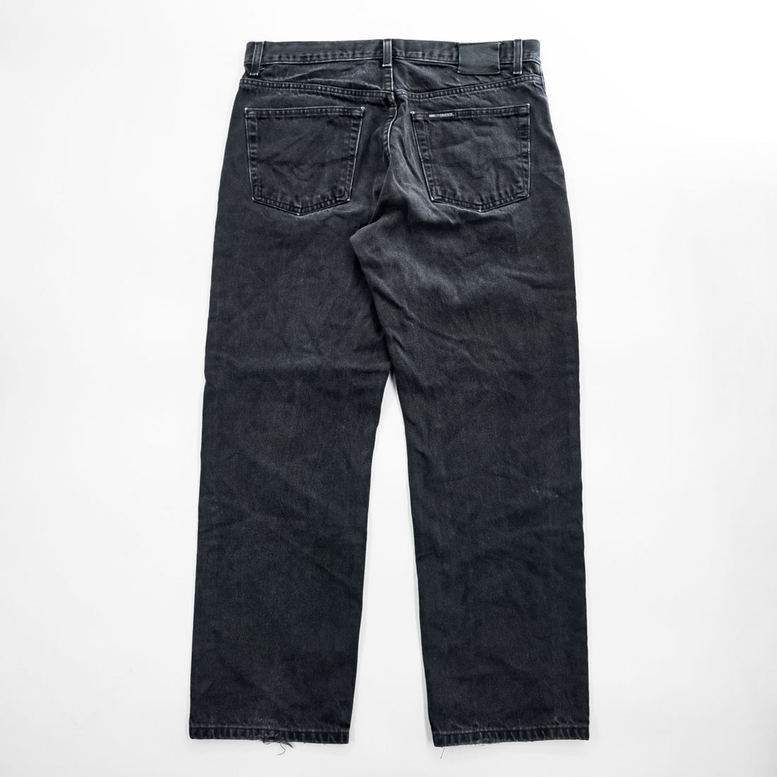 HARLEY DAVIDSON ブラック デニムパンツ ジーンズ L ジッパーフライ レザーパッチ