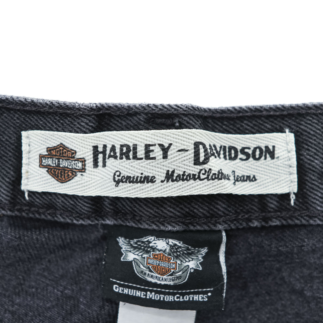 HARLEY DAVIDSON ブラック デニムパンツ ジーンズ L ジッパーフライ レザーパッチ