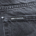 HARLEY DAVIDSON ブラック デニムパンツ ジーンズ L ジッパーフライ レザーパッチ