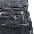 HARLEY DAVIDSON ブラック デニムパンツ ジーンズ L ジッパーフライ レザーパッチ