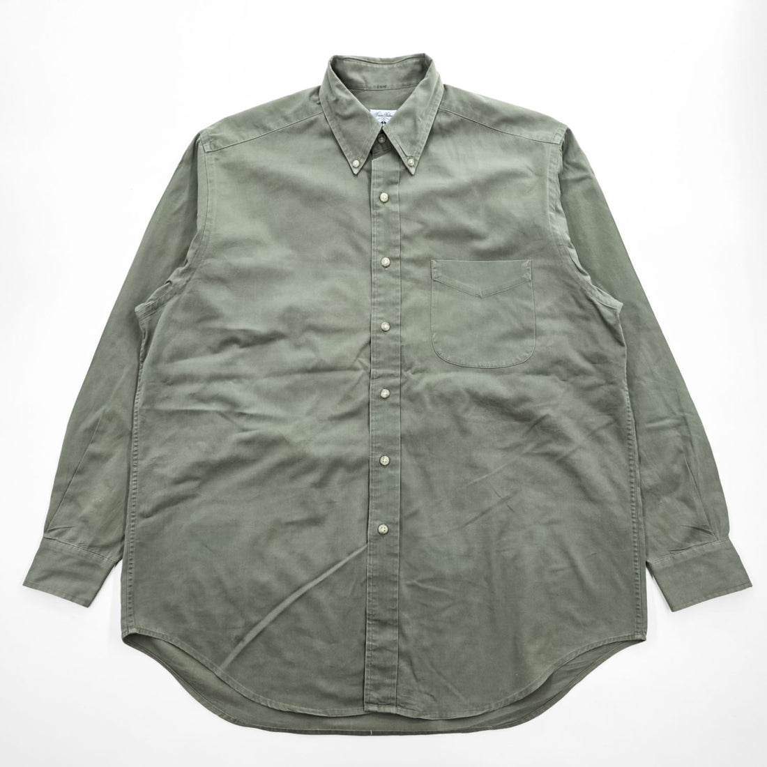 Brooks Brothers 長袖ボタンダウンシャツ M カーキ グリーン SPORT SHIRT 胸ポケット