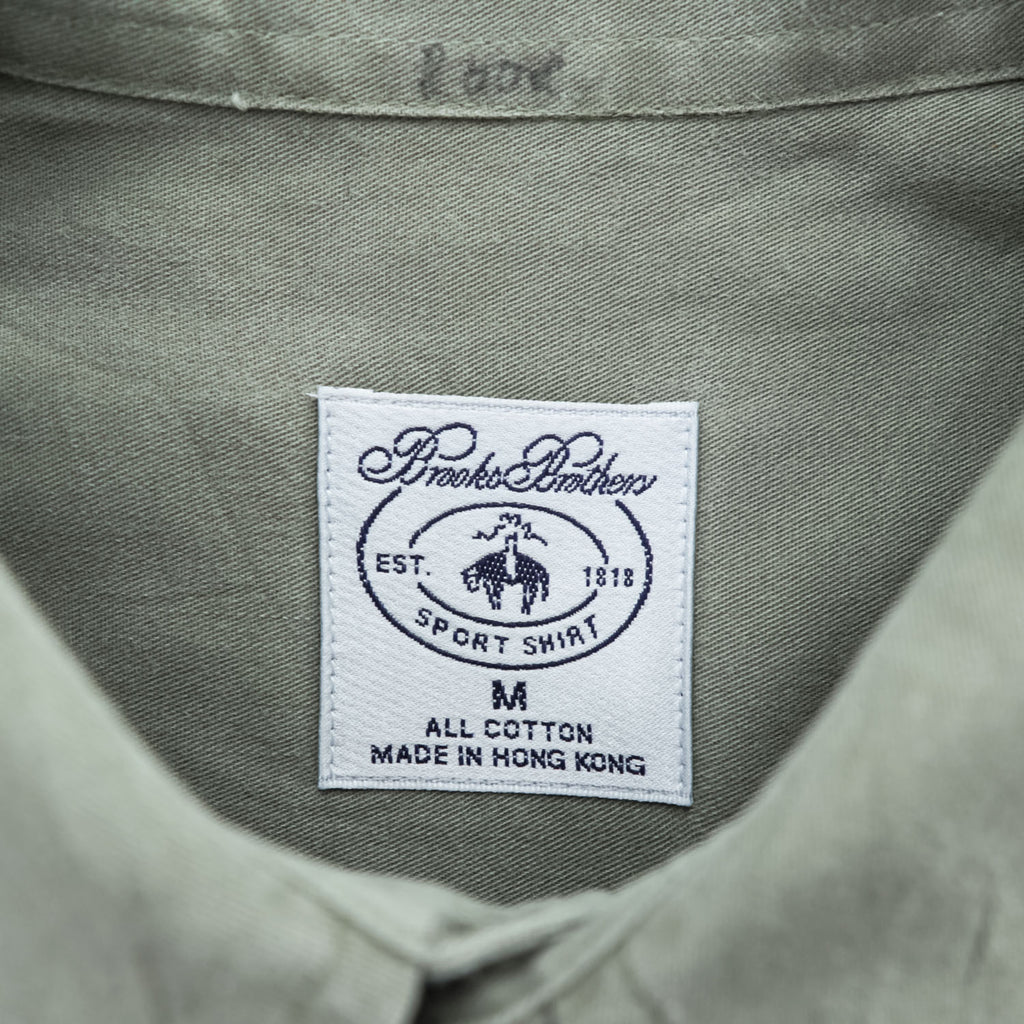 Brooks Brothers 長袖ボタンダウンシャツ M カーキ グリーン SPORT SHIRT 胸ポケット