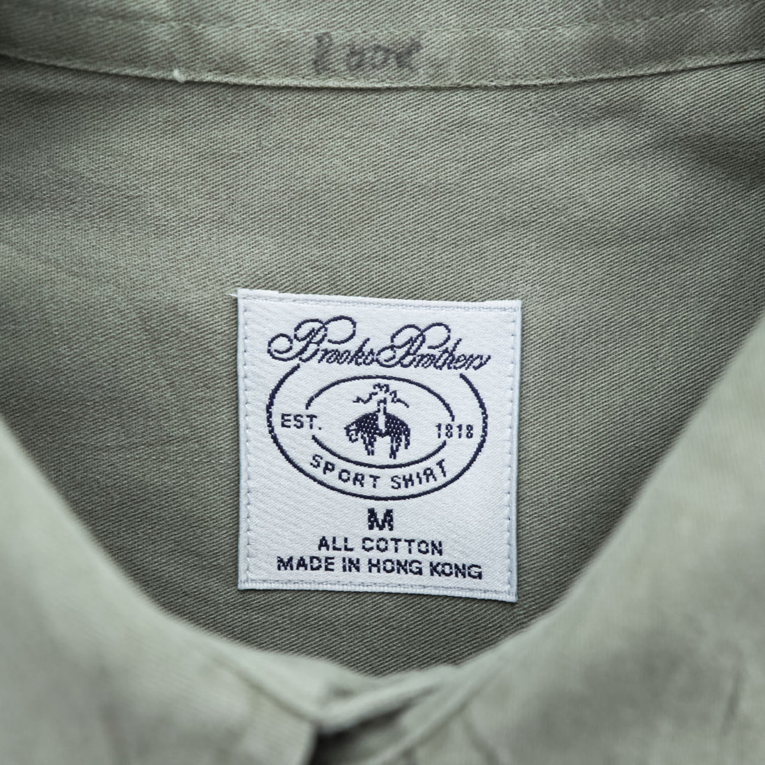 Brooks Brothers 長袖ボタンダウンシャツ M カーキ グリーン SPORT SHIRT 胸ポケット