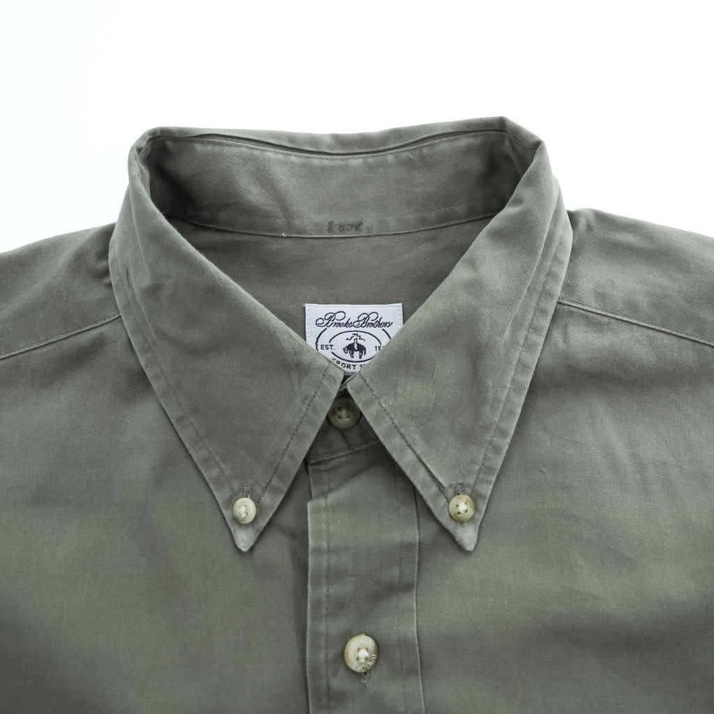 Brooks Brothers 長袖ボタンダウンシャツ M カーキ グリーン SPORT SHIRT 胸ポケット