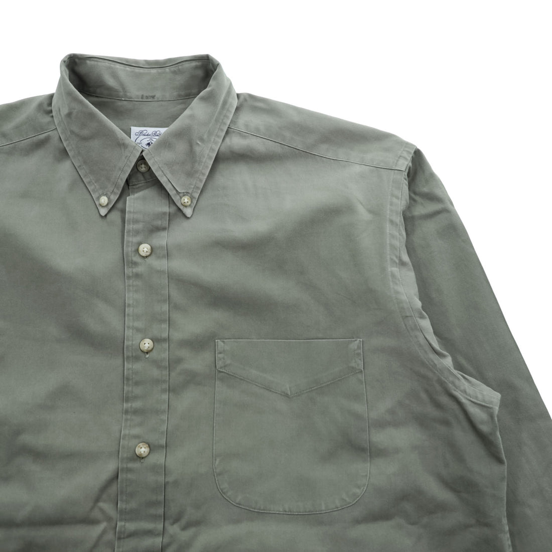 Brooks Brothers 長袖ボタンダウンシャツ M カーキ グリーン SPORT SHIRT 胸ポケット