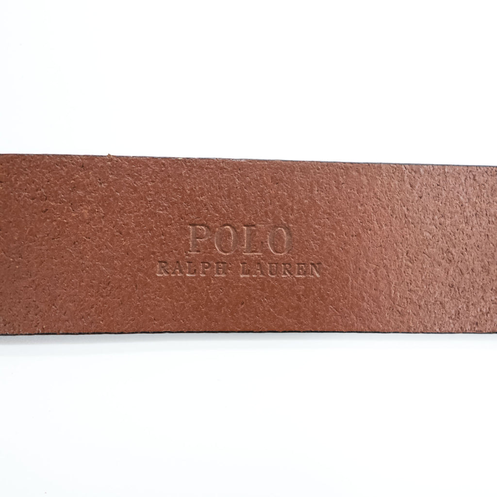 Polo Ralph Lauren レザーベルト ブラウン ゴールドバックル ポニーロゴ メタルプレート 405547279-002