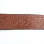 Polo Ralph Lauren レザーベルト ブラウン ゴールドバックル ポニーロゴ メタルプレート 405547279-002