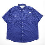 Columbia PFG 半袖 フィッシングシャツ XL ネイビー Bahama II OMNI-SHADE メッシュ ボタンダウン FM7047