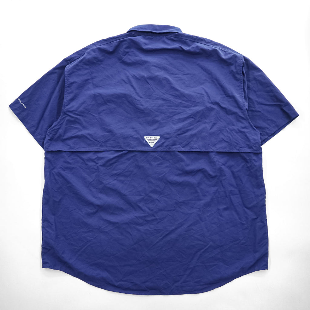 Columbia PFG 半袖 フィッシングシャツ XL ネイビー Bahama II OMNI-SHADE メッシュ ボタンダウン FM7047