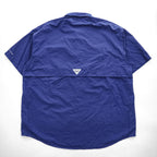 Columbia PFG 半袖 フィッシングシャツ XL ネイビー Bahama II OMNI-SHADE メッシュ ボタンダウン FM7047