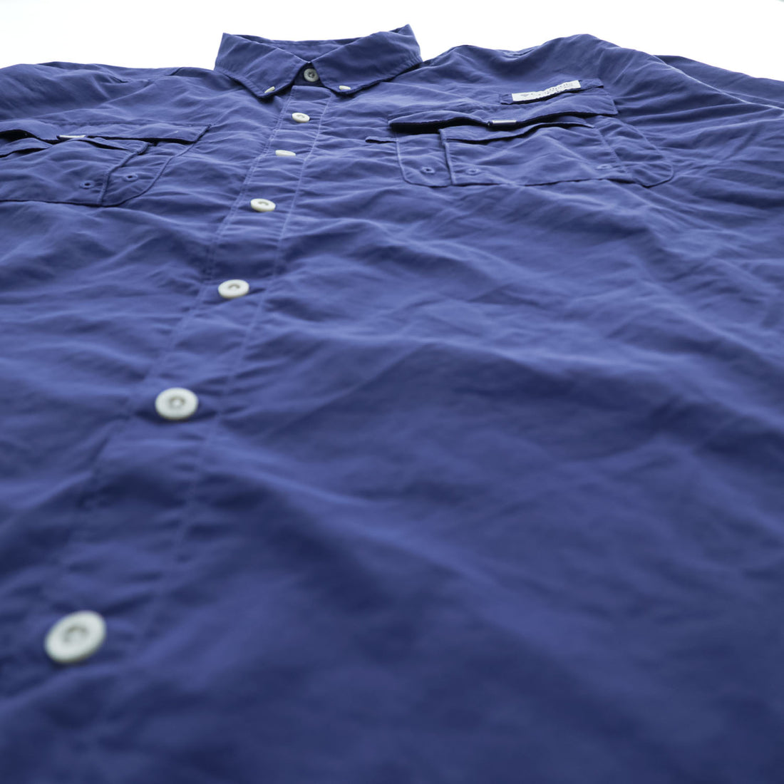 Columbia PFG 半袖 フィッシングシャツ XL ネイビー Bahama II OMNI-SHADE メッシュ ボタンダウン FM7047