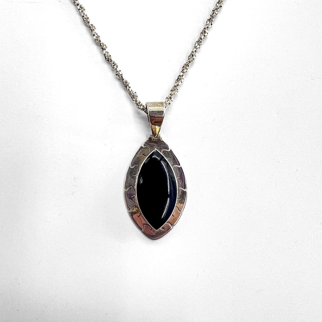 Vintage Mexico Sterling Black Onyx Necklace メキシカンジュエリー ネックレス ブラックオニキス シルバー Silver 950
