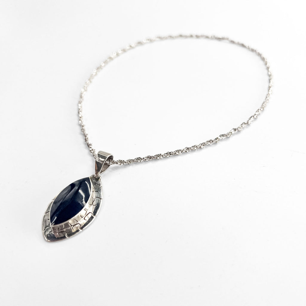 Vintage Mexico Sterling Black Onyx Necklace メキシカンジュエリー ネックレス ブラックオニキス シルバー Silver 950