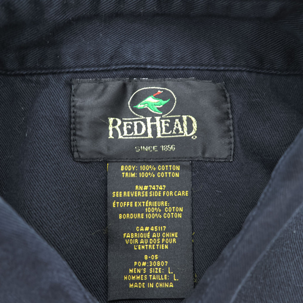 RED HEAD ハンティングシャツ 長袖ワークシャツ L ブラック 胸ポケット 切替リアルツリーカモ