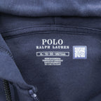 POLO RALPH LAUREN ダブルニット フルジップパーカー XL ネイビー スモールポニー ロゴ 刺繍 フロントポケット