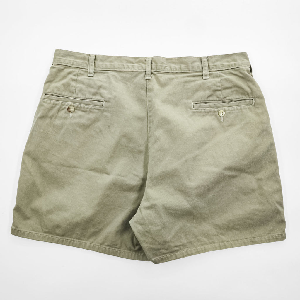 Vintage 1980s–1990s Polo by Ralph Lauren Made in USA Double-Pleat Cotton Khaki Shorts W36