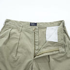 Vintage 1980s–1990s Polo by Ralph Lauren Made in USA Double-Pleat Cotton Khaki Shorts W36