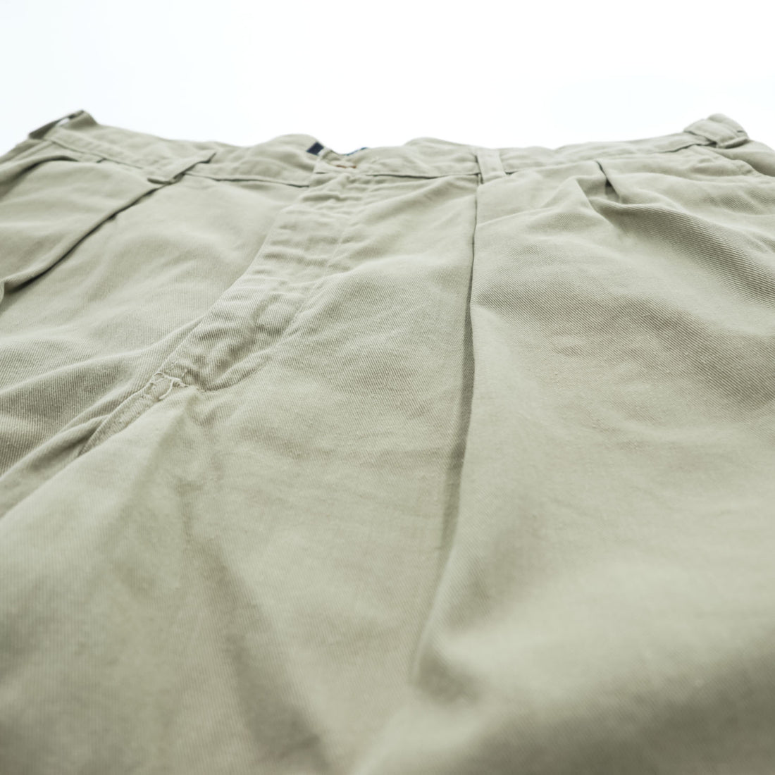 Vintage 1980s–1990s Polo by Ralph Lauren Made in USA Double-Pleat Cotton Khaki Shorts W36
