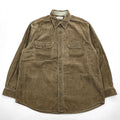 Fieldmaster Brown Cotton Corduroy Long Sleeve Work Shirt Size L Made in Philippines