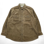 Fieldmaster Brown Cotton Corduroy Long Sleeve Work Shirt Size L Made in Philippines