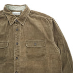 Fieldmaster Brown Cotton Corduroy Long Sleeve Work Shirt Size L Made in Philippines