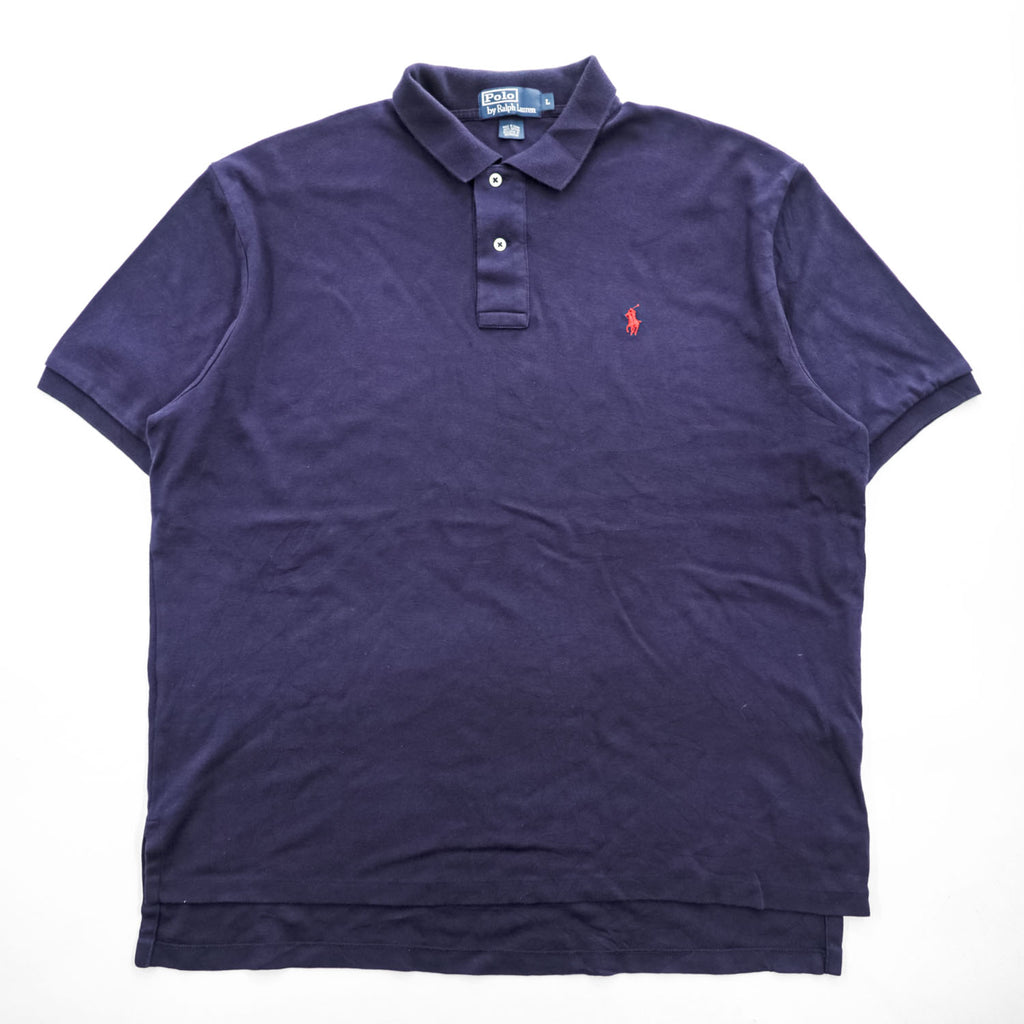 Polo by Ralph Lauren Men's Navy Cotton Short Sleeve Polo Shirt Red Pony Logo Size L
