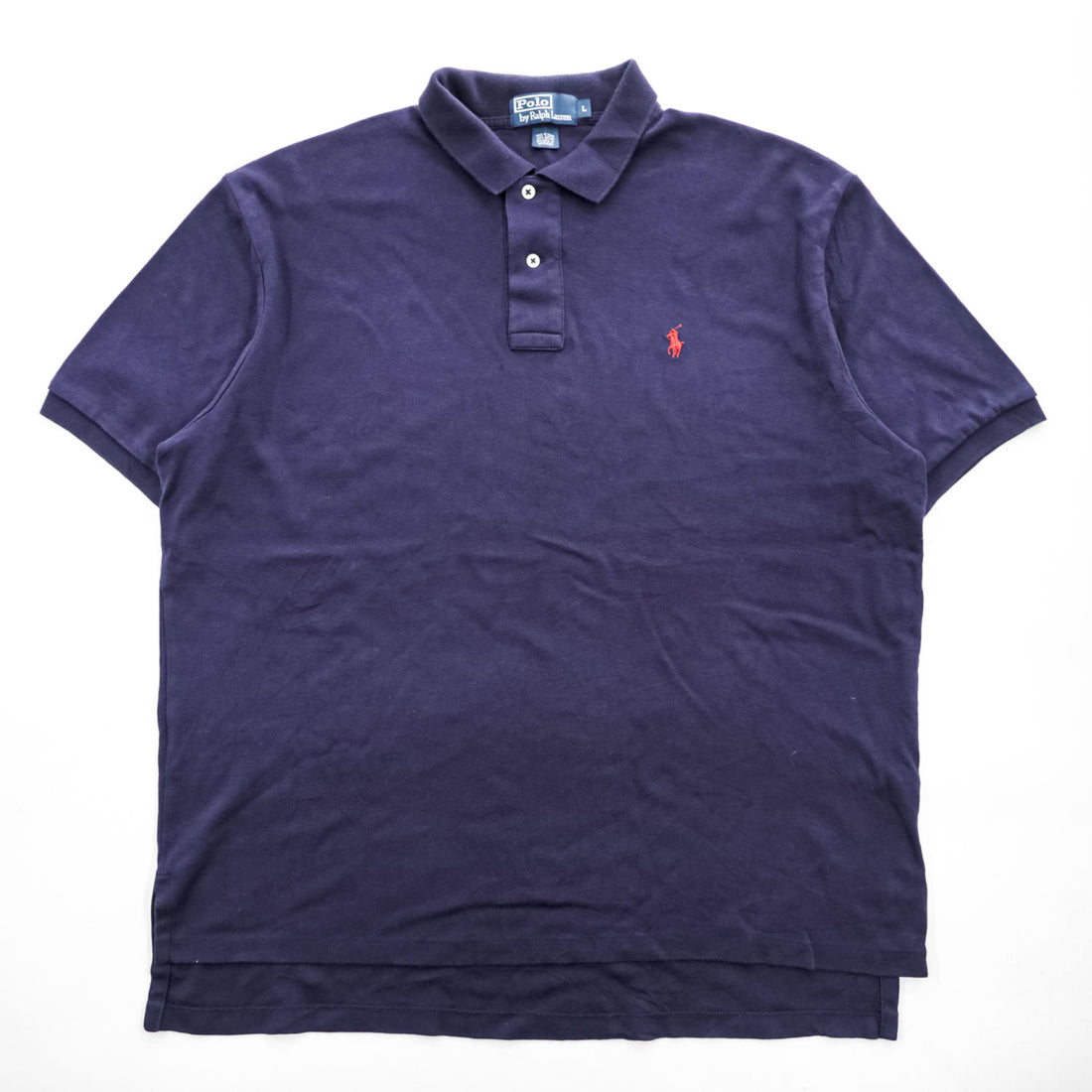 Polo by Ralph Lauren Men's Navy Cotton Short Sleeve Polo Shirt Red Pony Logo Size L