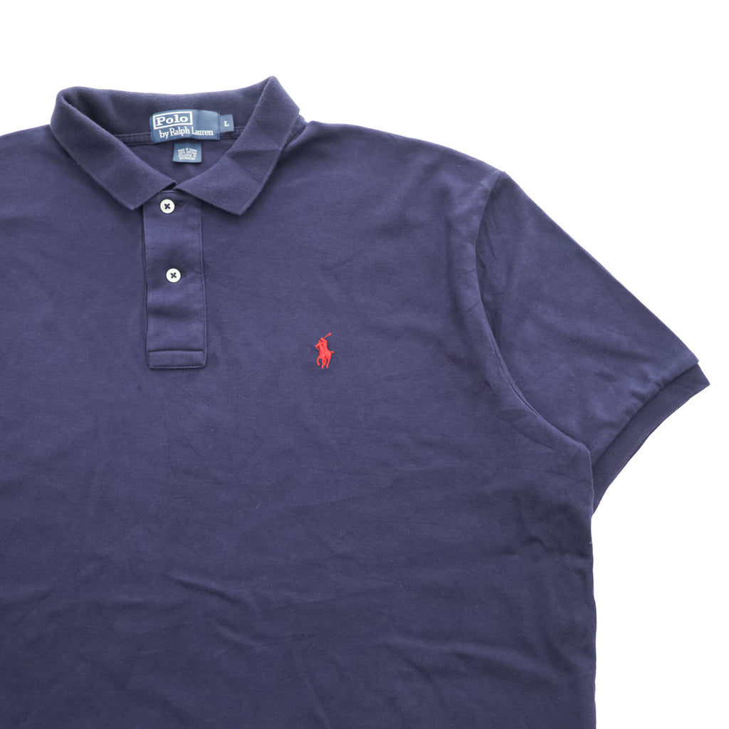 Polo by Ralph Lauren Men's Navy Cotton Short Sleeve Polo Shirt Red Pony Logo Size L