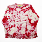 SKOLOCT Japan Made Sweatshirt, XL, Red, Pink, Tie Dye, Fringe