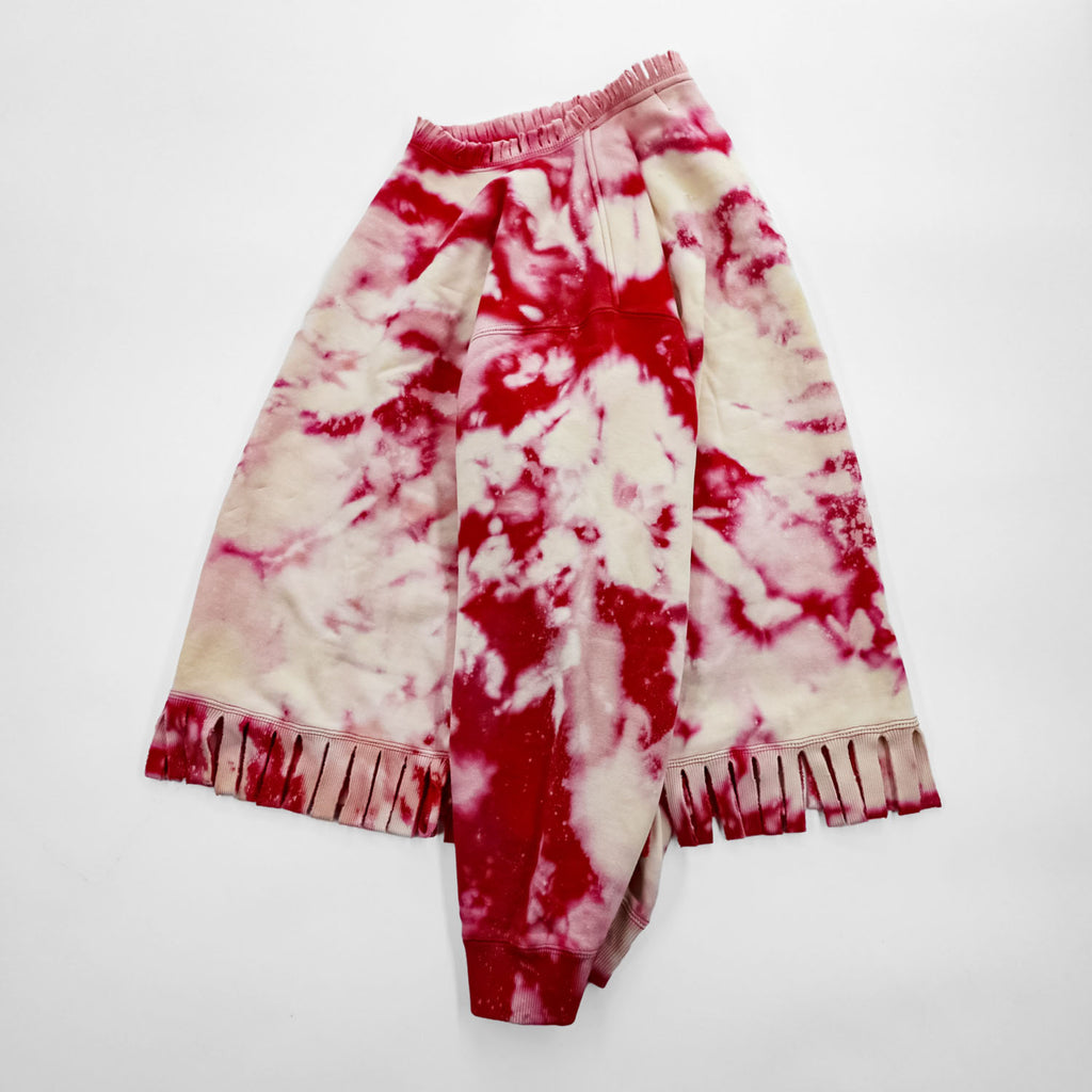 SKOLOCT Japan Made Sweatshirt, XL, Red, Pink, Tie Dye, Fringe