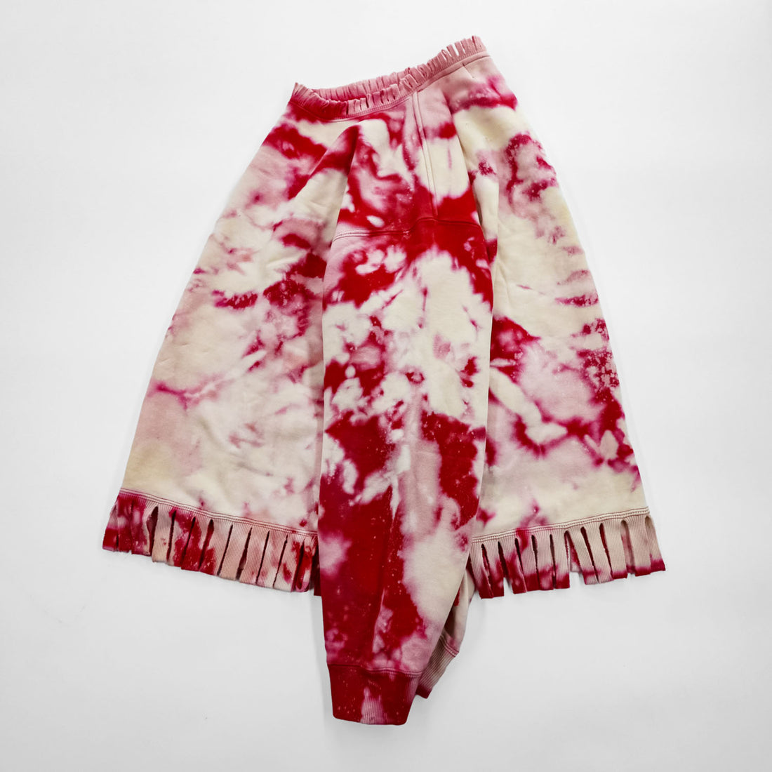 SKOLOCT Japan Made Sweatshirt, XL, Red, Pink, Tie Dye, Fringe