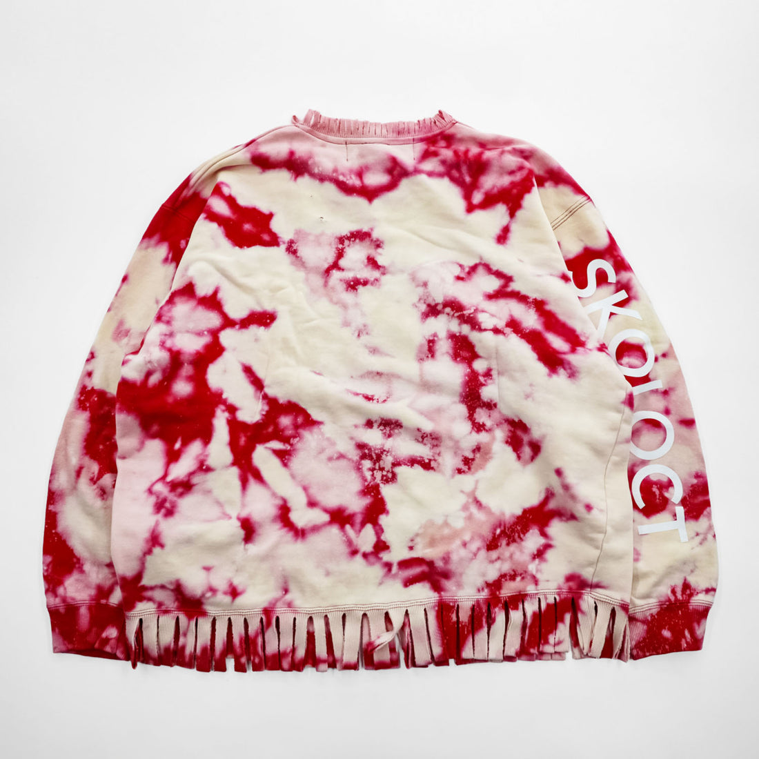 SKOLOCT Japan Made Sweatshirt, XL, Red, Pink, Tie Dye, Fringe