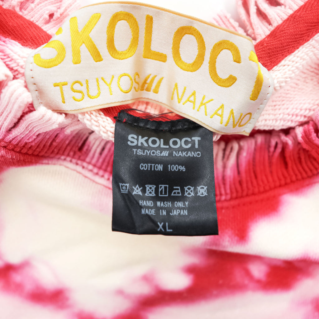 SKOLOCT Japan Made Sweatshirt, XL, Red, Pink, Tie Dye, Fringe