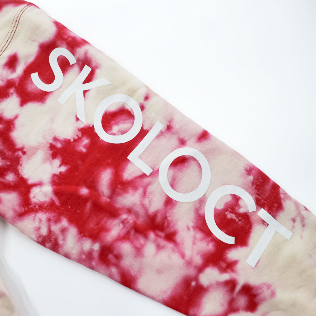 SKOLOCT Japan Made Sweatshirt, XL, Red, Pink, Tie Dye, Fringe