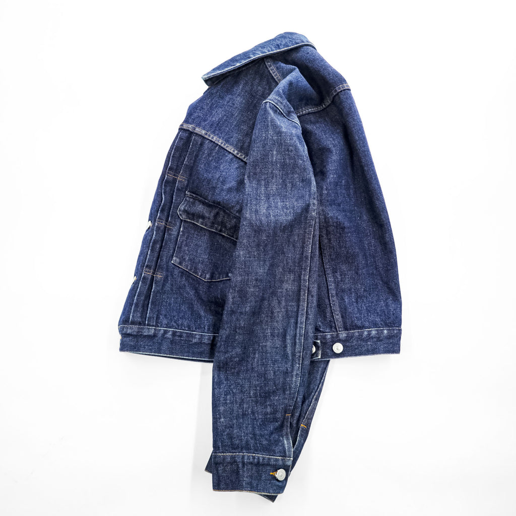 A.P.C. 日本製 2ndタイプ セルビッジ プリーツ デニムジャケット Gジャン S インディゴ ブルー