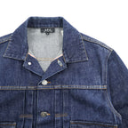 A.P.C. 日本製 2ndタイプ セルビッジ プリーツ デニムジャケット Gジャン S インディゴ ブルー
