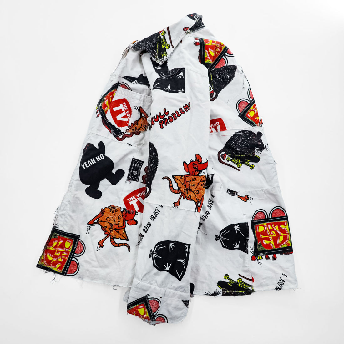 MIYAGIHIDETAKA × POGGY THE MAN 日本製 パッチワーク カバーオール リメイク シャツジャケット FREE ホワイト 再構築 コットン