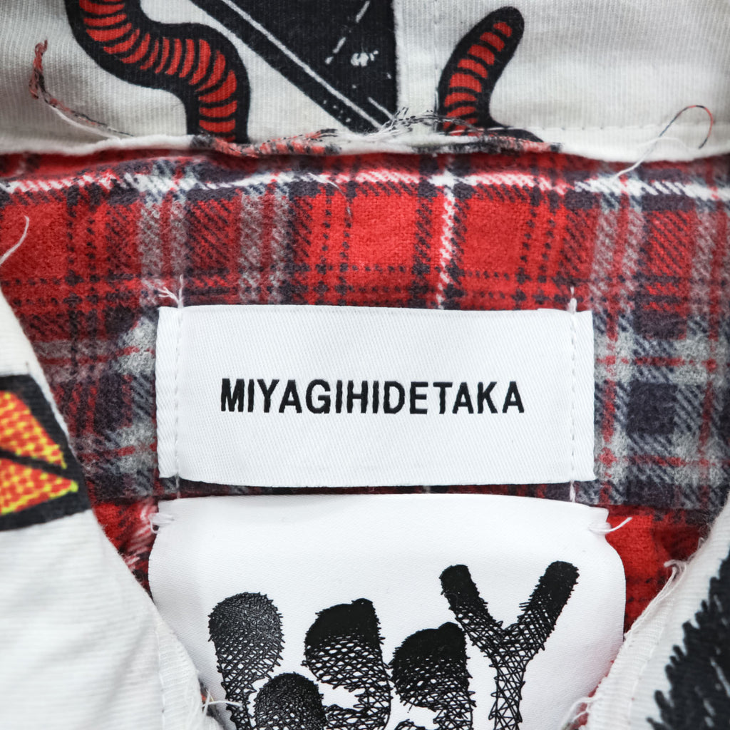 MIYAGIHIDETAKA × POGGY THE MAN 日本製 パッチワーク カバーオール リメイク シャツジャケット FREE ホワイト 再構築 コットン
