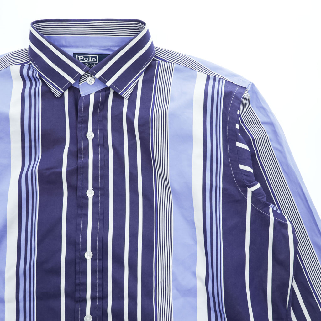 Polo Ralph Lauren 90年代 クラシックフィット 長袖マルチストライプシャツ L ホワイト ブルー REGENT