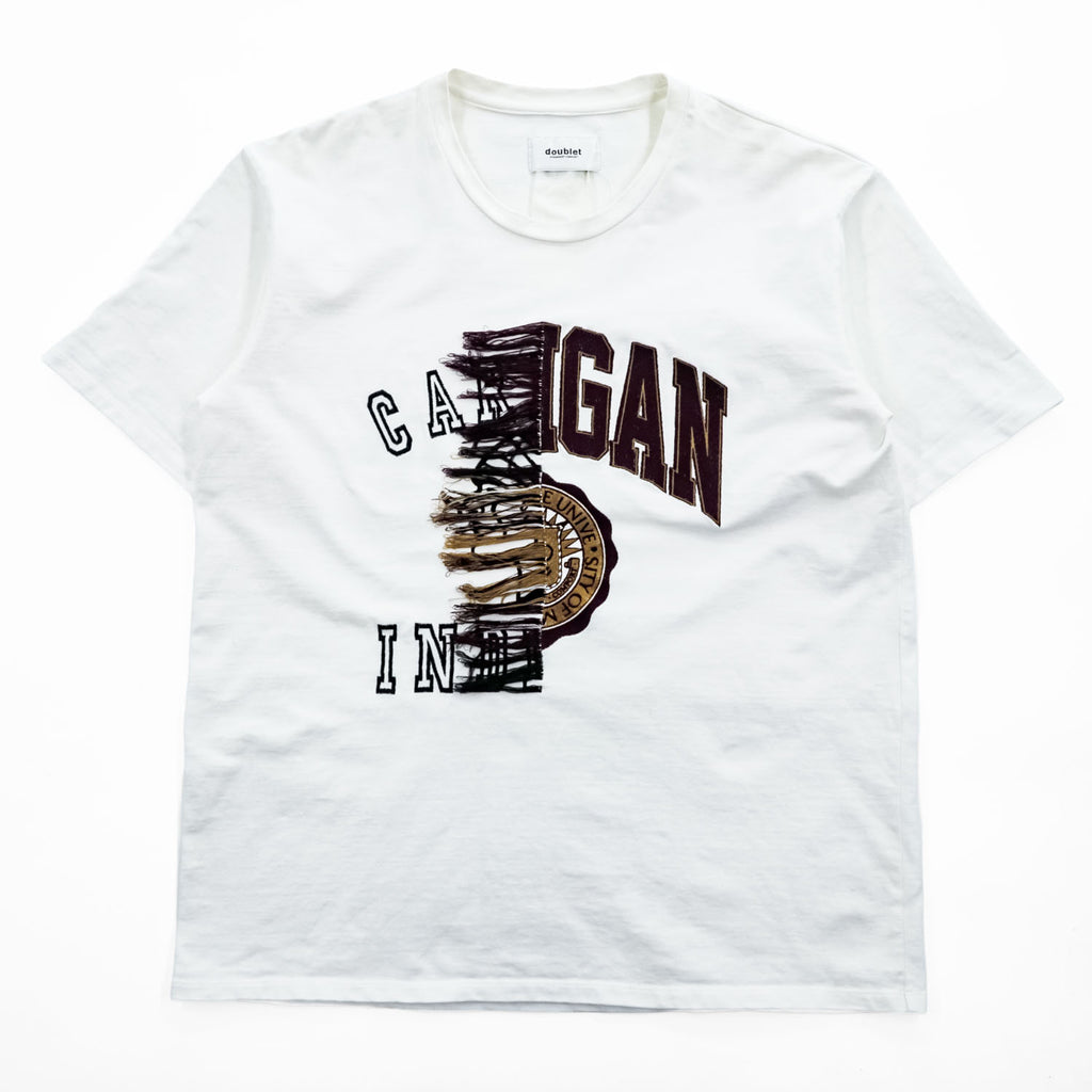 doublet 日本製 ダブルフェイス カレッジ Tシャツ FREE ホワイト フリンジ double faced