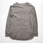 UNITED ARROWS & SONS 日本製 ダメージ加工 ワッフル サーマル ロングスリーブ Tシャツ M ブラウン  ロング丈 ラウンドカット 5512-699-0140