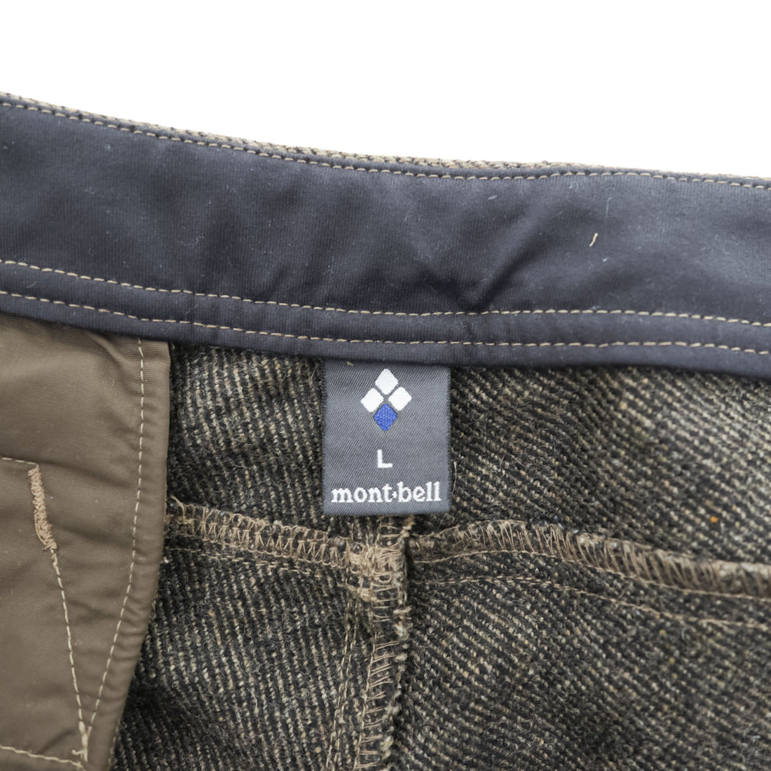 mont-bell ウール トレッキングニッカ アウトドア パンツ L ブラウン ストレッチ ベルト付 クロップド 1105613