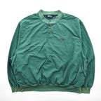 Vintage 1990s Eddie Bauer EBTEK Green Nylon Henley Pullover Men's L Made in Hong Kong