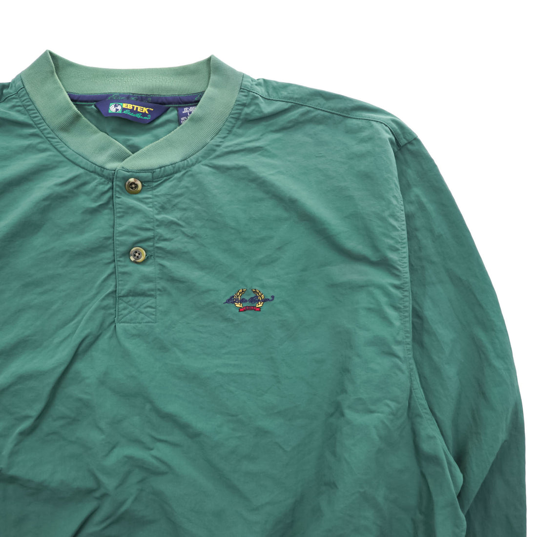 Vintage 1990s Eddie Bauer EBTEK Green Nylon Henley Pullover Men's L Made in Hong Kong
