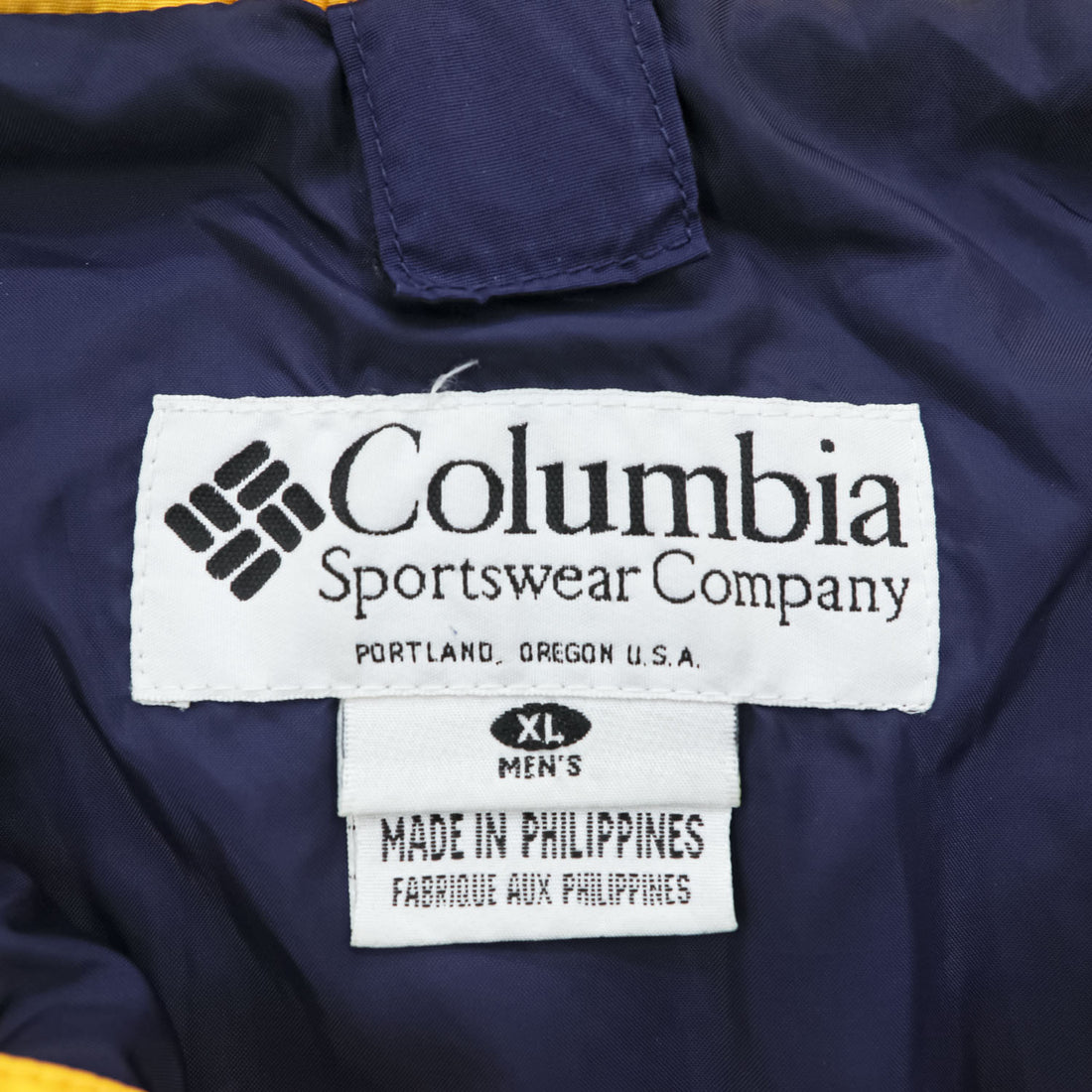 Columbia 90年代 マウンテンパーカー シェル レインジャケット XL ネイビー 防水 ドローコード フード収納 ジップインジップ FIRE RIDGE SM7092